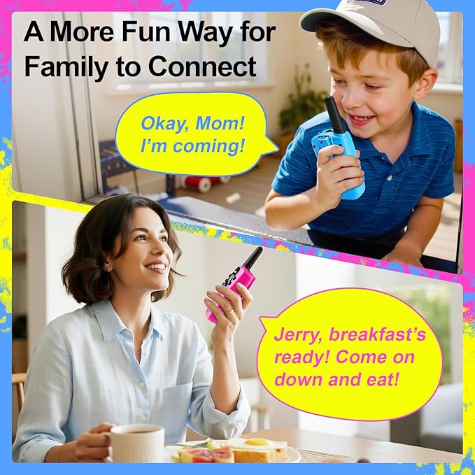 Walkie Talkies for Kids Toys Stocking Stuffers for Kid Boys Girls 4-6, 3 Miles Range Walkie Talkie to Camping, Outdoor, 4 Year Old Girl Birthday Gifts for 3 4 5 6 7 8 9 Year Old Boy Girl Gifts Age 6-8