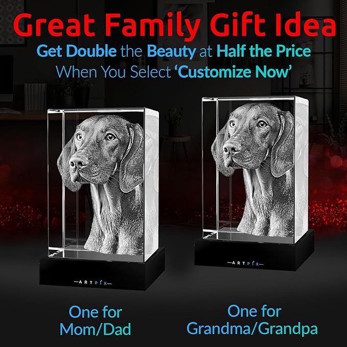 ArtPix 3D Crystal Photo, Christmas Personalized Gifts for Women, Wife, Her, Him, Men, Husband, Grandma, Great Xmas Customized Gift with Your Own Photo, Custom Glass 3D Laser Etched Picture Wedding