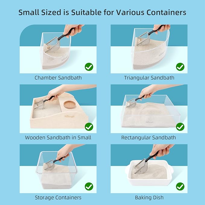 Niteangel Hamster Sand Bath Scoop: - Stainless Steel Sand Substrate Shovel Fine Mesh Metal Sifter Scooper fits Small Animal sandbath Box (Small Scoop)