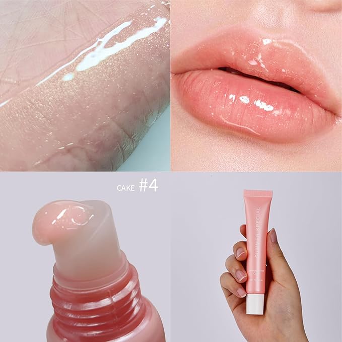URQT Lip Butter Balm, Hydrating, Nourishing & Softening Lip Care with Natural Oils & Fruit Extracts, Long-Lasting Moisture, Non-Sticky Shine, Soften Dry Lips Lip Care (#4 Cake (glitter)