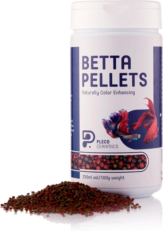 Plecoceramics Betta Fish Pellets Extreme Color, Complete Nutrition Plus Color Boost, Enhancing Floating Food Betta Fish (3.5 oz)
