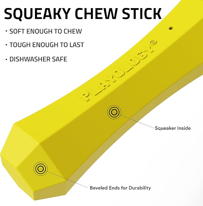 Playology Dog Toys | Durable Squeaky Chew Stick for Dogs | Jumbo Chicken Scented Toy - Easy to Clean and Made from Non Toxic Materials