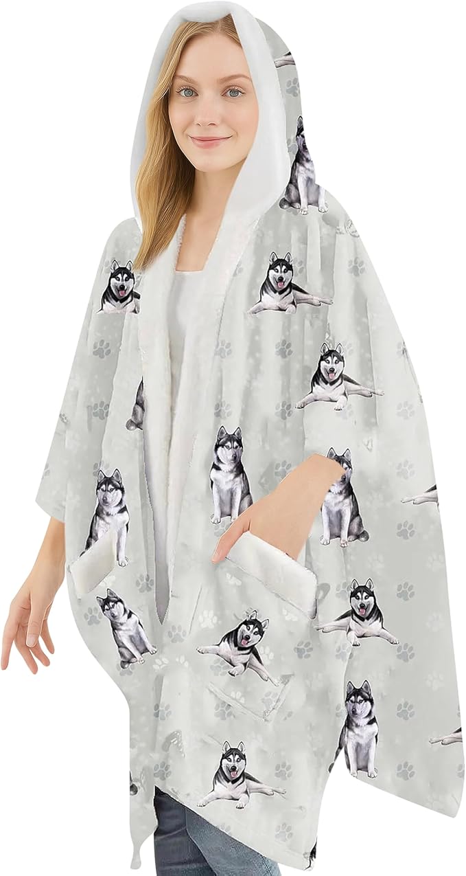 E&S Pets Sherpa Wearable Blanket Hoodie for Women – Soft Fleece Snuggs Wrap – 32 Dog & Cat Breeds – Warm Pet Lover Gifts