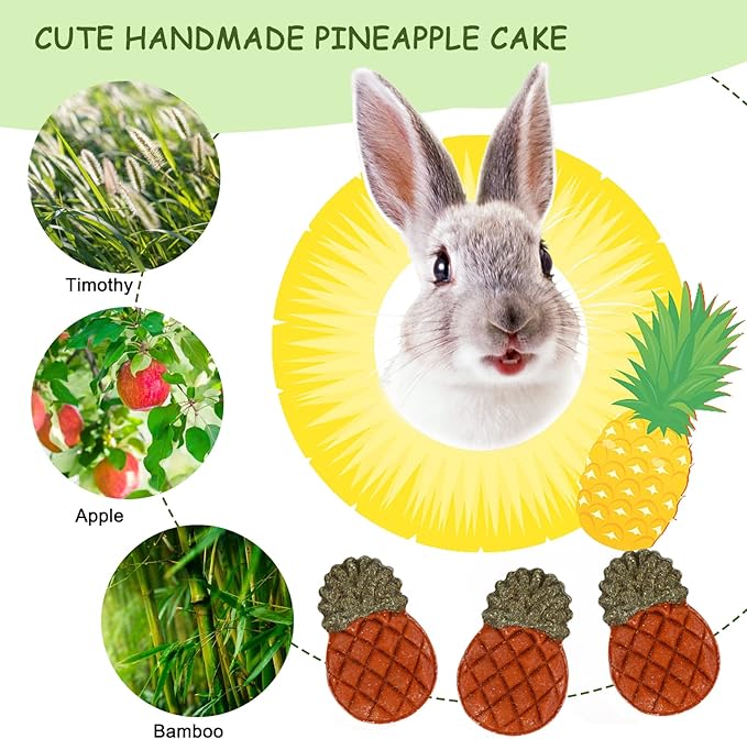 VESPRO Bunny Toys, 21PCS Rabbit Chew Toys for Teeth, Guinea Pig Natural Treats, Timothy Hay Sticks for Chinchillas Hamsters Rats, Small Animals Teeth Grinding