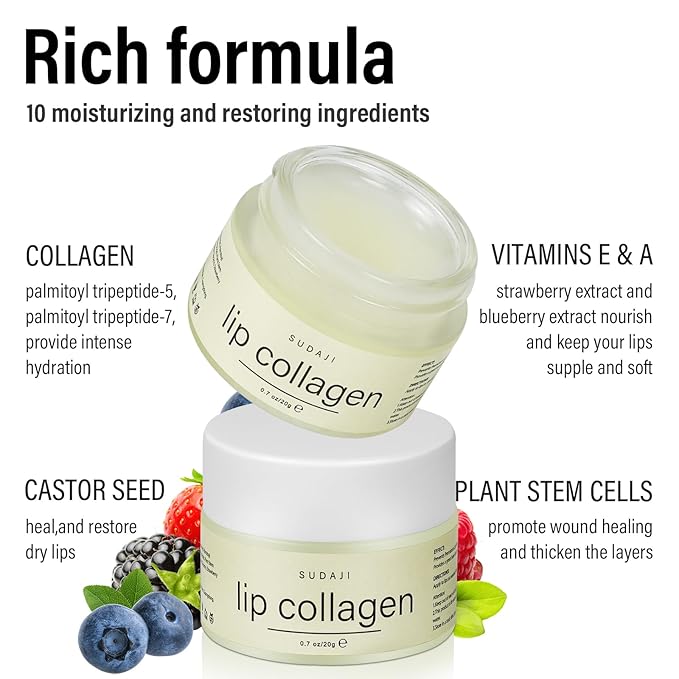 Lip Collagen + Peptide 0.7oz, Collagen Lip Mask with Vitamins E, A -Lip balm to Nourish & Hydrate Lips, Lip Moisturizer for Gentle exfoliating (Coconut)