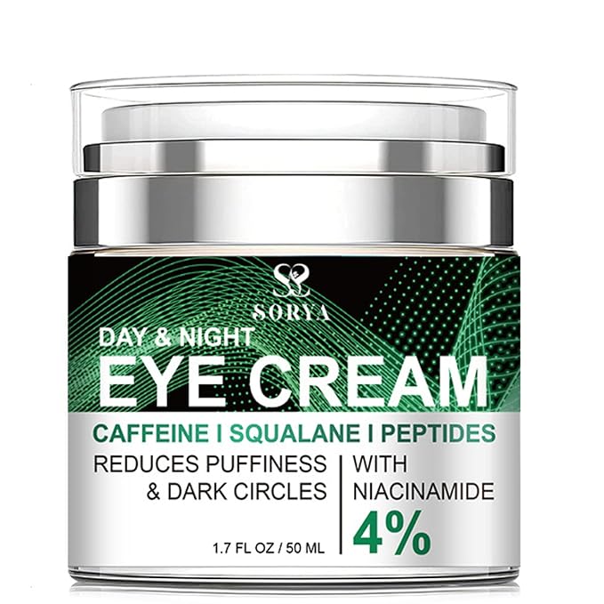 SORYA Caffeine Eye Cream for Dark Circles & Puffiness Anti-Aging– Day & Night Under Eye Cream with Niacinamide & Peptides (1.7 oz)