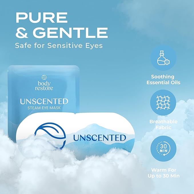 Body Restore Self Heating Warm Compress for Dry Eyes 5 Pack – Heated Eye Mask for Fast Relief, Birthday Gifts for Women, Men, Easter Basket Stuffers, Stye Eye Treatment, Eye Patch – Unscented