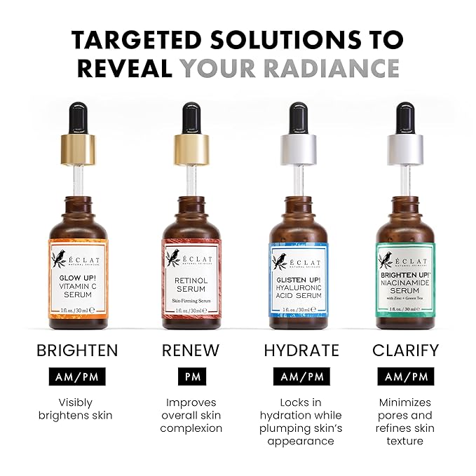 Eclat Skincare Clarifying Niacinamide Serum - 12% Niacinamide with Zinc PCA & Hyaluronic Acid - Hydrating & Soothing Formula - Face Serum for Minimizing Pores and Improving Skin Texture 1 Fl Oz