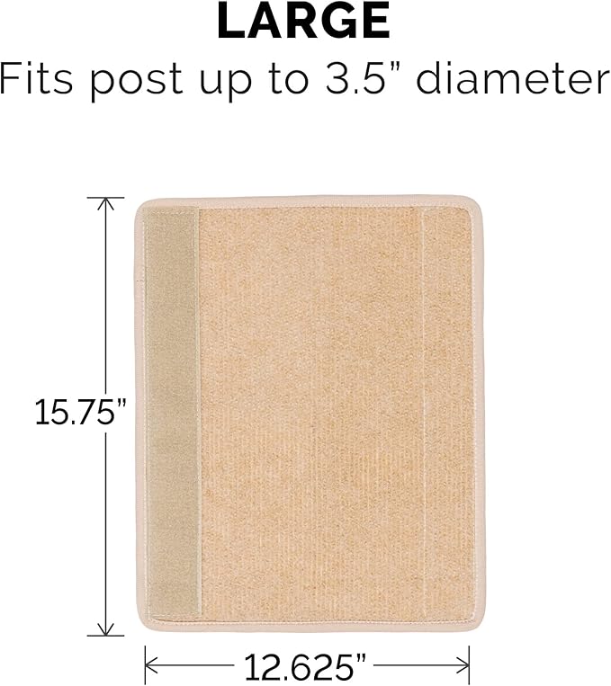 Furhaven Wrap Around Scratching Post Cover for Indoor Cats, Fits Posts Up to 3.5" Diameter, Durable & Less Mess - Tiger Tough Carpet Scratch Mat - Cream, Large (Pack of 3)