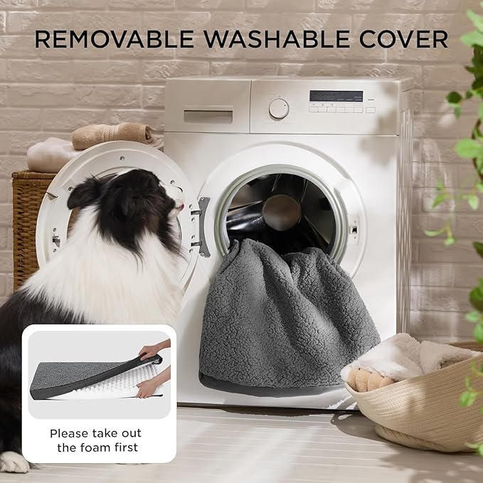 Bedsure Dog Beds Large Sized Dog - Comfy Flat Pet Beds with Removable Washable Cover, Orthopedic Egg Crate Foam Puppy Mat, Suitable for Pet Up to 65 lbs