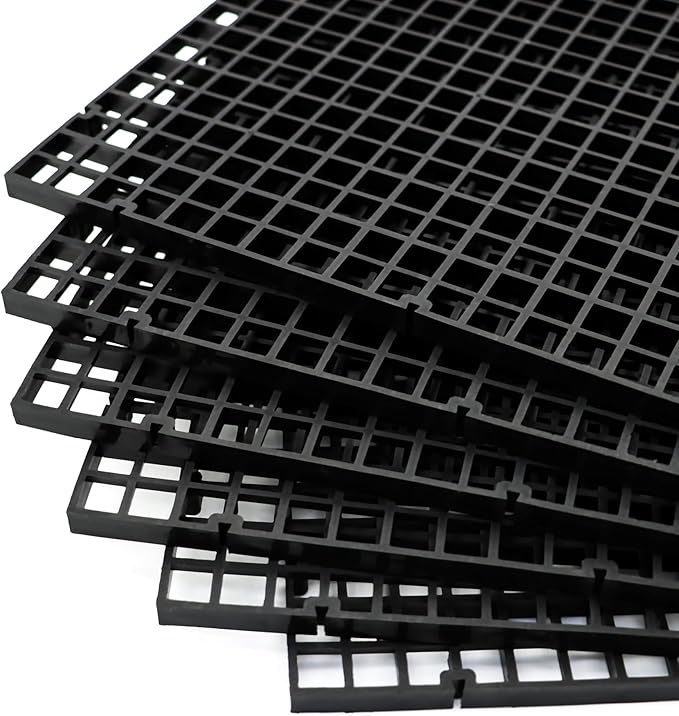 ALEGI 24 Pcs Aquarium Fish Tank Divider Plastic Egg Crate Aquarium Filter Bottom Tray Grid Isolation Board Partition Net Pane Separator (S 24pcs Black)