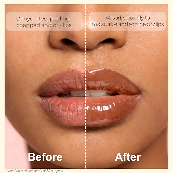 Deep Hydrating Lip Butter Balm - Hydrating Lip Treatment with Glossy Finish, Shea Butter, Vitamin E, Peptides & Hyaluronic Acid - Vegan, Non-Sticky, Lip Care - 2 Pack (Vanilla Beige-Unscented)