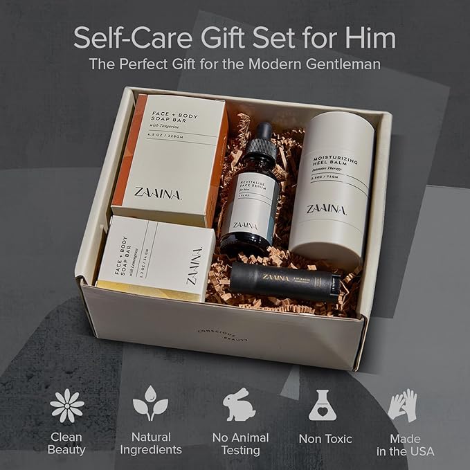 Men's Birthday Care Package with Card - Luxury Gift Set for Men, Body Self Care Kit for Men, Relaxing Spa Birthday Gift Basket by ZAAINA