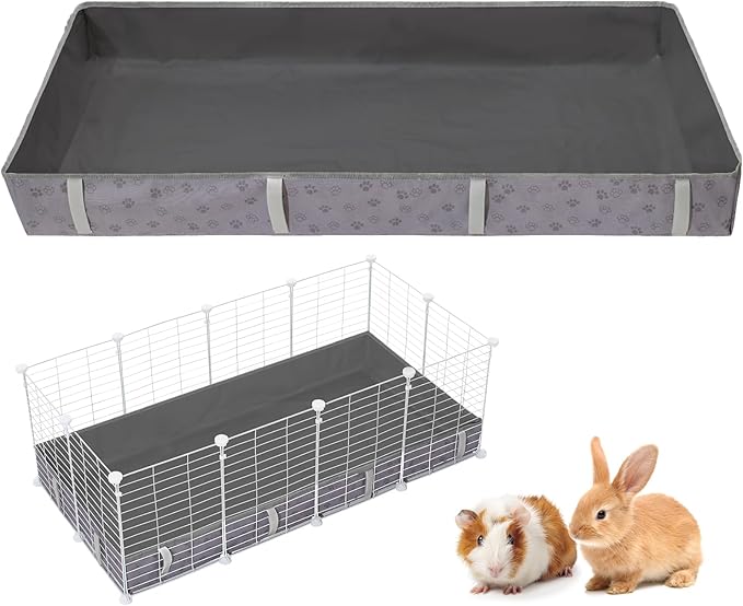 Waterproof Guinea Pig Cage Liner,Washable Tarp Bottom Base,Cage Liners for Small Animals,Hamster Chinchilla Hedgehog Ferret Rabbit. (Dark Grey-Paw, 12" X 24")