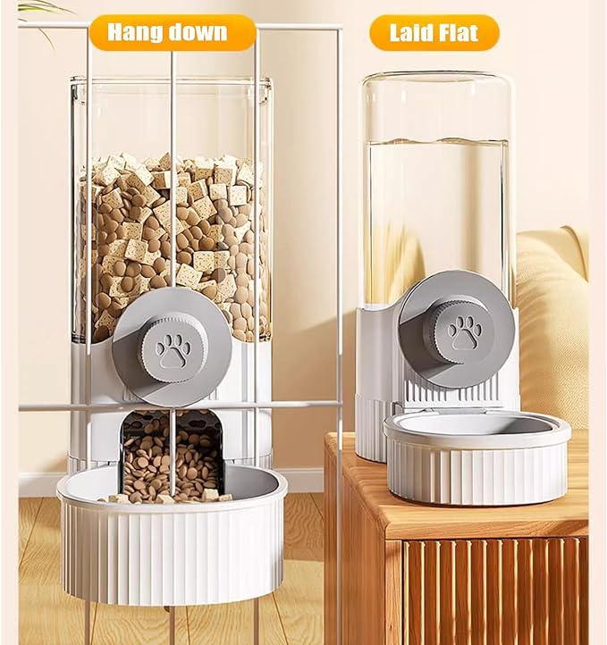 GKYZBB Hanging Automatic Food Water Dispenser,Rabbit Feeder Guinea Pig Water Bottle Food Feeder for Ferret Guinea Pig Rabbit Bunny Cage Accessories (White, 520ml+1200ml)