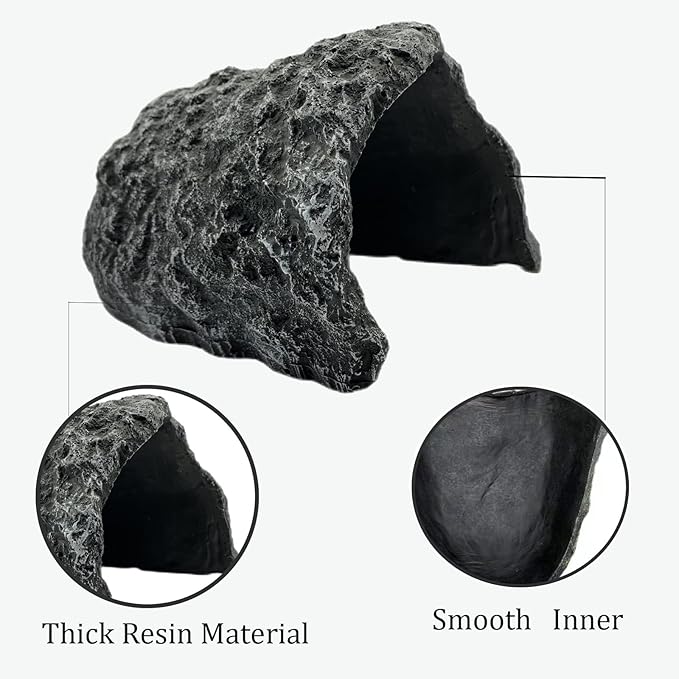 Large Reptile Habitat Hide Resin Snake Hides for Ball Pythons Reptile Hideout and Caves Bearded Dragon Hiding Simulation Rock Terrariums Hideout for Habitat Lizard Leopard Gecko Scorpions Frogs