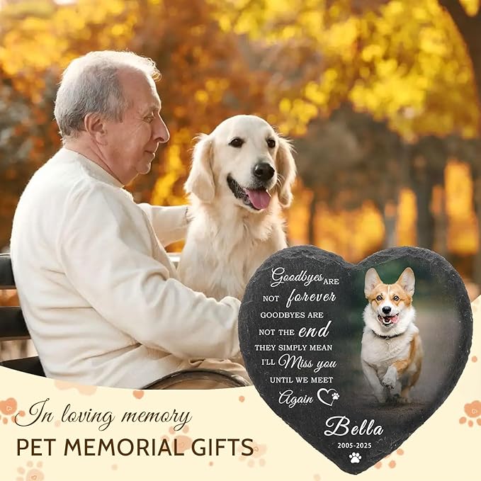 Dog Memorial Gifts for Loss of Dog Cat,Personalized Pet Memorial Stone with Photo Name,Custom Pet Remembrance Gifts,Cat Memorial Sympathy Gift,Dog Passing Away Gifts,Memorial Plaques for Dogs
