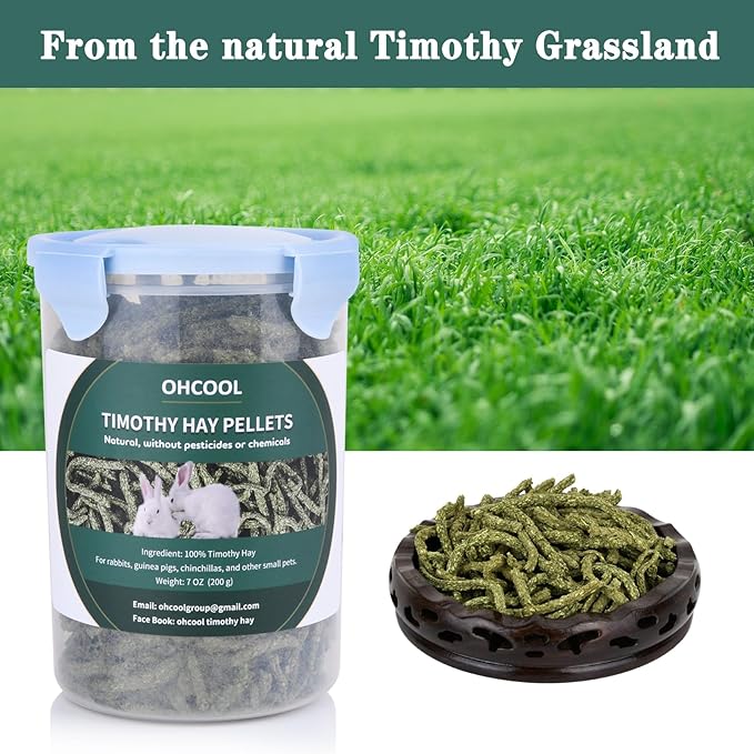Timothy Hay Pellets 6.8 oz - 100% Timothy Premium Nutrition Pellet for Tortoise, Rabbits 6.8 oz