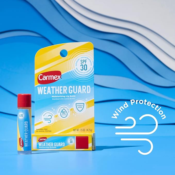 Carmex Weather Guard Moisturizing Lip Balm Stick, SPF 30 Sunscreen Broad Spectrum, 6 Count (6 Packs of 1)