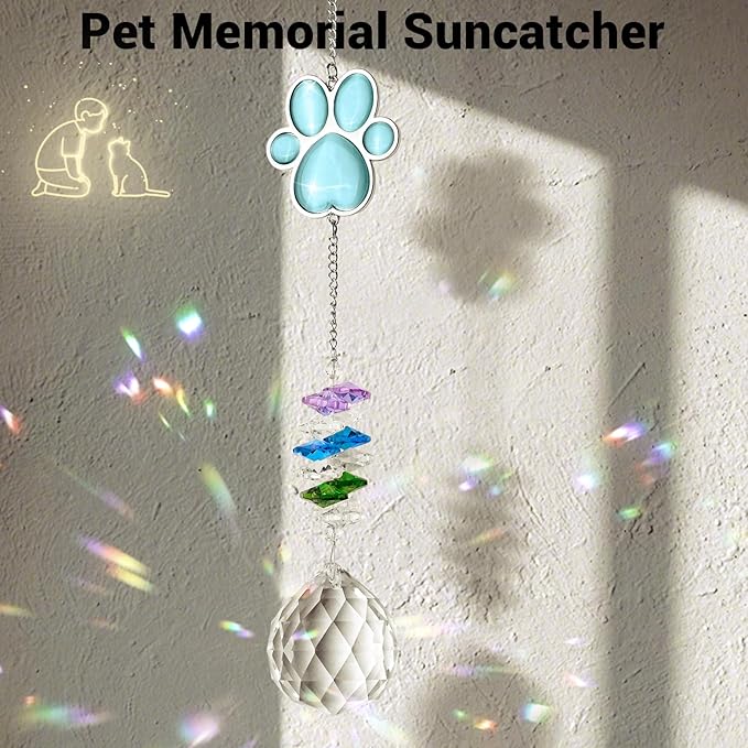 Dog Memorial Gifts for Loss of Dog,Thoughtful Dogs and Cats Remembrance Sun Catcher for Car/Window Hanging Ornament, Pet Memorial Gifts for Dogs/Cats,Pet Memorial Suncatcher
