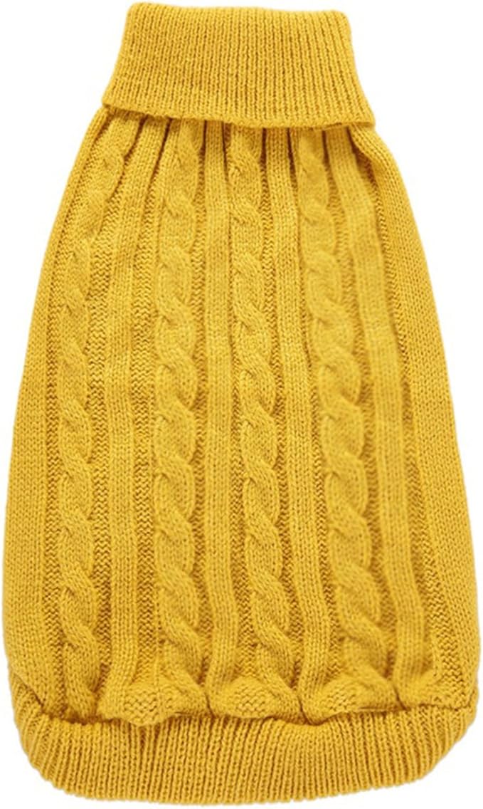 Small Dog Sweaters Knitted Pet Cat Warm Dog Sweatshirt Winter Clothes Kitten Puppy Sweater (Small,Yellow)