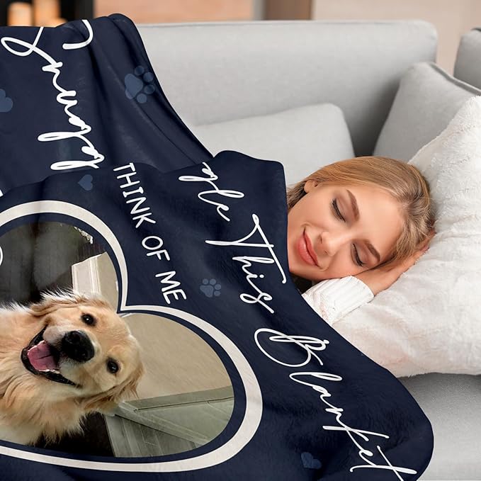 Pet Memorial Blanket Gift - Personalized Dog Memorial Blankets, Pet Sympathy Gifts for Loss of Dogs for Pets Lovers, Dog Bereavement Passing Away Gift, Custom Dogs Blanket (F)