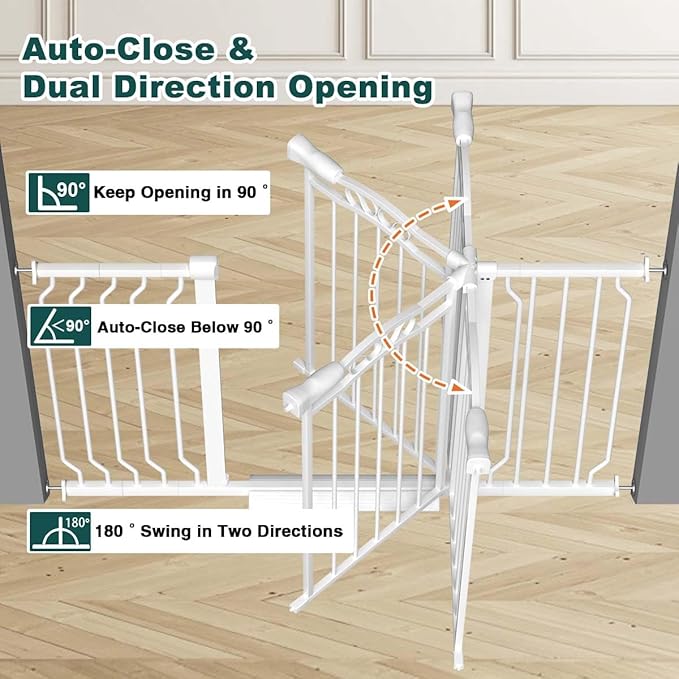 Fairy Baby 62.6"-71.6" Extra Wide Large Pet Gates for Doorways &Stairs, Long Dog Gate for The House, Pressure Mount Kit Safety Baby Barrier Fence Indoor Outdoor for Child Kids Toddlers Puppy, White