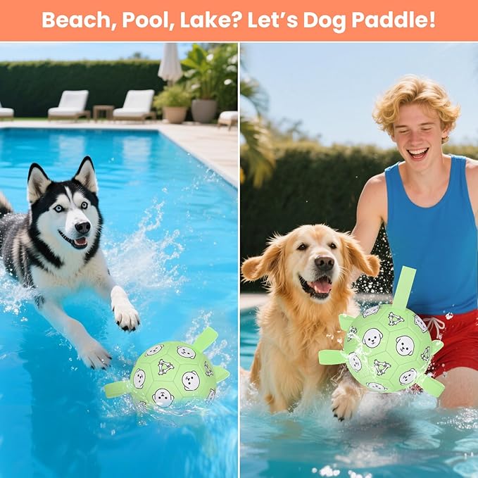 Dog Toys Soccer Ball with Straps, Dog Soccer Ball with Tabs, Dog Toys for Tug of War, Floating Water Puppy Toys for Indoor/Outdoor – Fun Dog Birthday Gift for Small Medium Dogs, 6 Inch