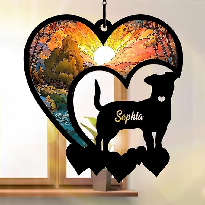 Nazenti Personalized Dog Memorial Suncatcher - Custom Pet Sympathy Gift for Dog Lovers - Christmas Tree Ornament