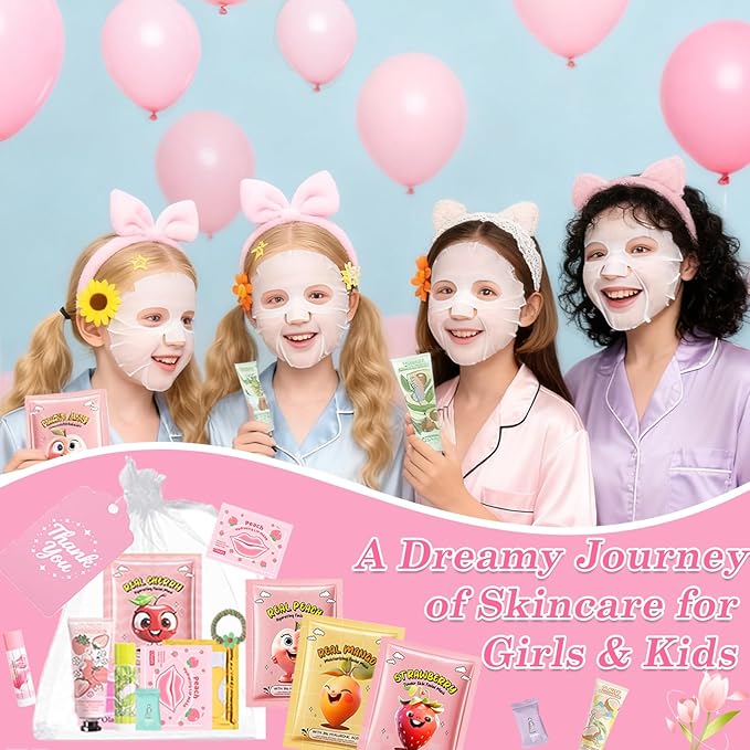 90PCS Spa Party Supplies for Girls,Spa Skincare Sets Favors Include Face Masks,Lip Mask,Skin Care For Teens 10-12,Bulk Birthday Galentines & Valentines Day Gifts,Sleepover Party Supplies for Girls