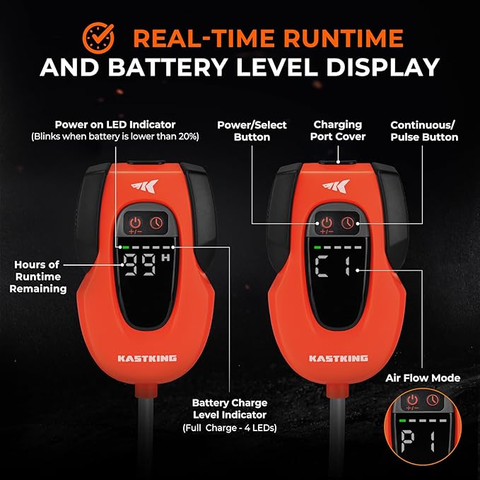 KastKing Li3 Rechargeable Live Bait Aerator, Lithium-Ion Battery, LCD Runtime Display, Large Aeration Stone, Aerator for Fish and Bait Buckets
