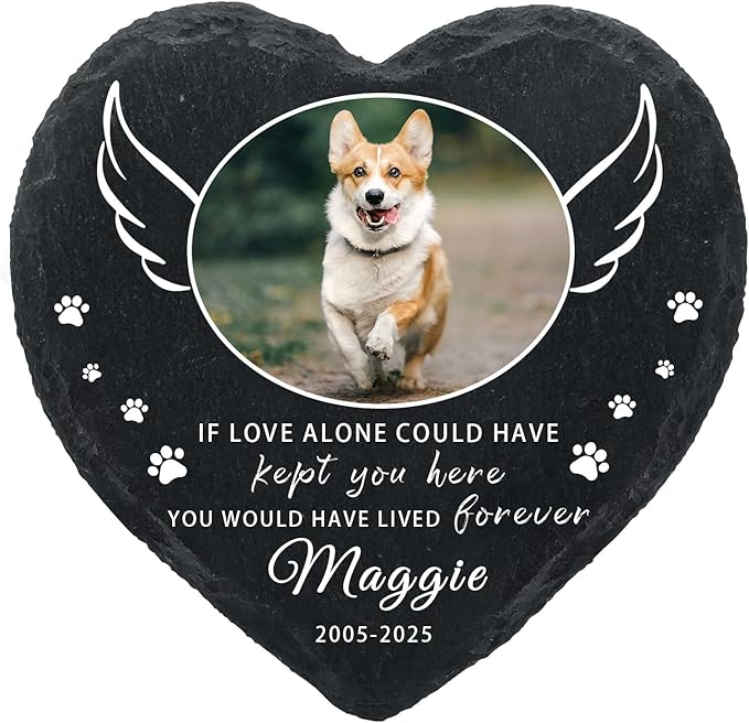 Dog Memorial Gifts for Loss of Dog Cat,Personalized Pet Memorial Stone with Photo Name,Custom Pet Remembrance Gifts,Cat Memorial Sympathy Gift,Dog Passing Away Gifts,Memorial Plaques for Dogs