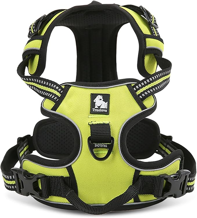 TRUE LOVE Adjustable No-Pull Dog Harness Reflective Pup Vest Harnesses Comfortable Control Brilliant Colors TLH5651(Neon Yellow,M)