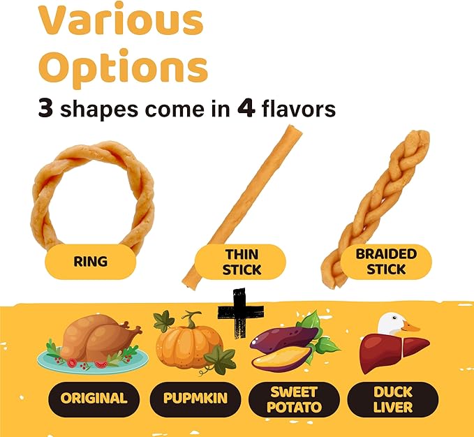 iPaw Turkey Dog Treats, All Natural Human Grade Dog Treat, Suitable for Training chew, US Sourced Raw Material, Hypoallergenic, Rawhide Alternative, Braided Stick
