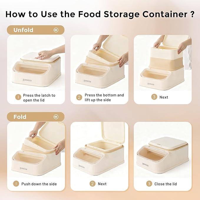 25-30lbs Collapsible Dog Food Storage - First-in, First-out Easy Dispense Base for Freshness, Pet Food Storage Containers with Transparent Lid and Scoop