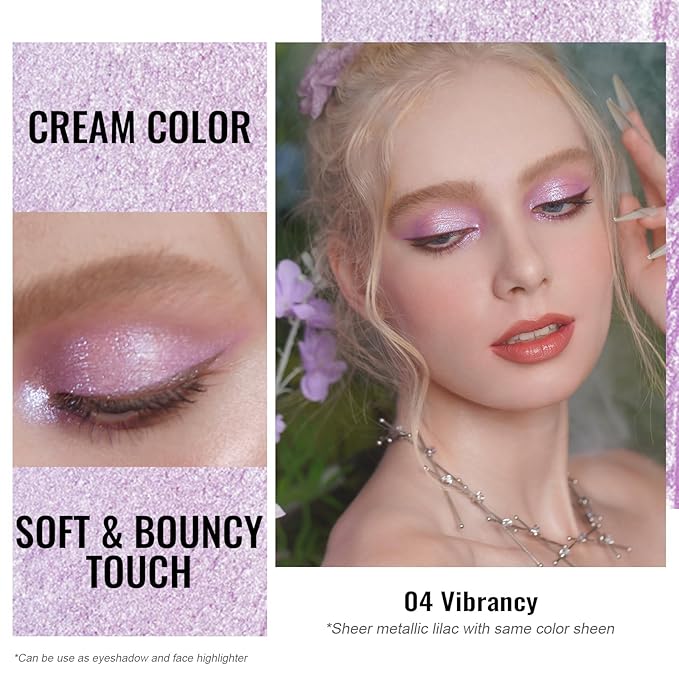 Oulac Cream Eyeshadow also for Highlighter Large Capacity Highly Pigmented Eye Shadow Waterproof &Long Lasting with Moisturizing Formula 04