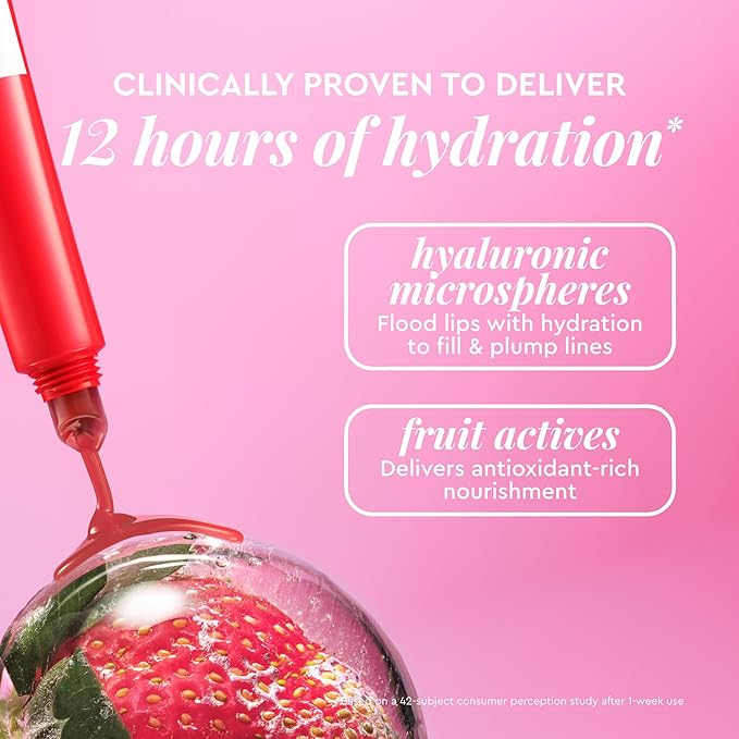 Glow Recipe Glass Balm Lip Treatment - 12Hr Hydrating Lip Balm & Moisturizer with Hyaluronic Acid to Smooth, Plump & Protect from Dryness - Sheer Pinky Red Tint, Strawberry Bingsoo (15 ml)