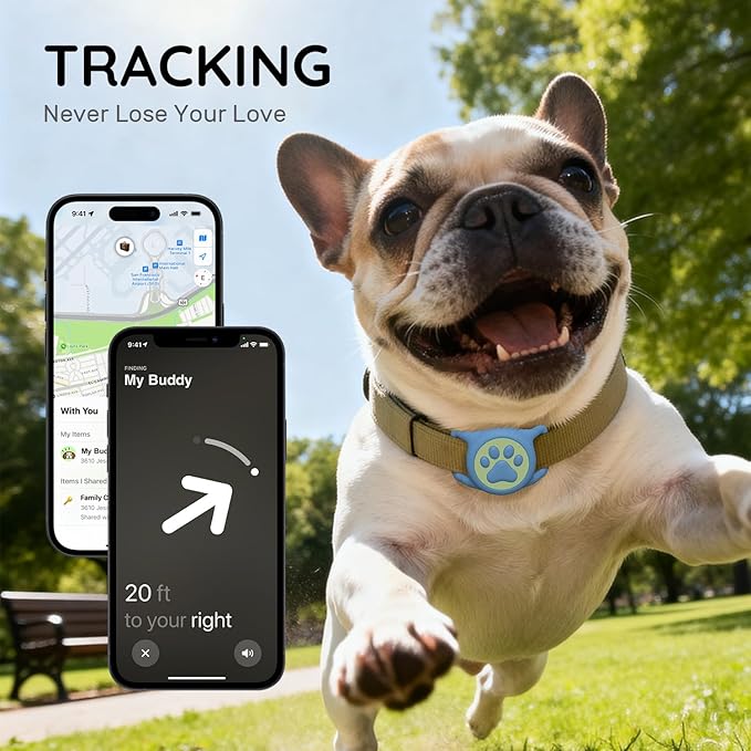for Airtag Dog Collar Holder, Dog Airtag Holder Waterproof, Lightweight & Soft Silicone Air Tag Case for Pet Collars, Works with Multiple Tracker Tag Products(Black+Rose+Blue+Pink, 4 Pack)