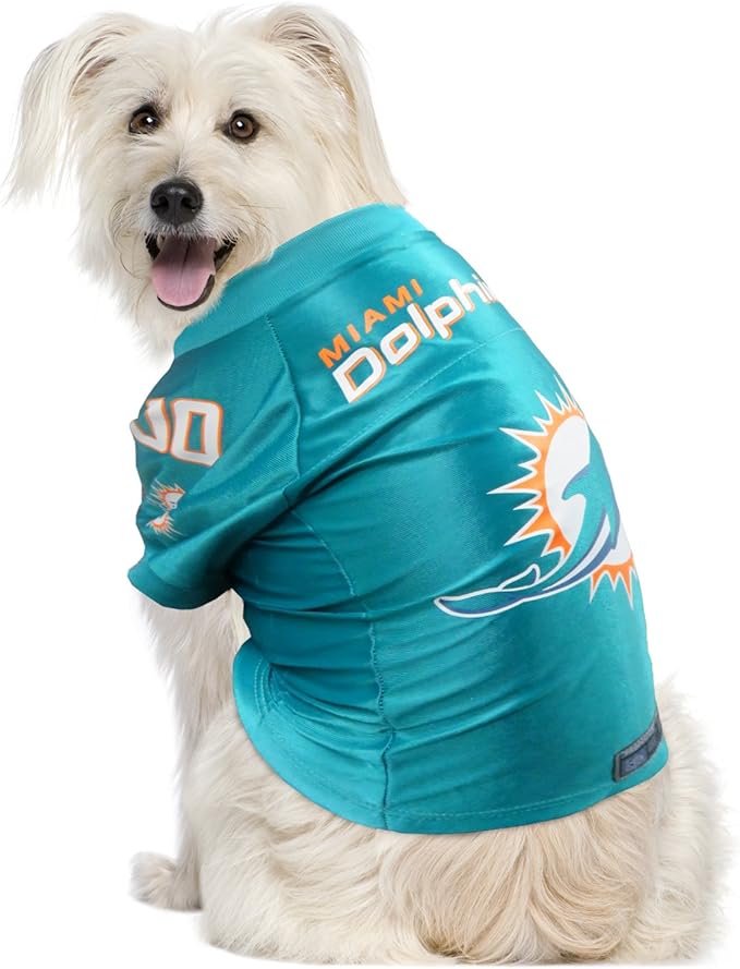 Littlearth NFL Miami Dolphins Premium Pet Jersey, Team Color, Large