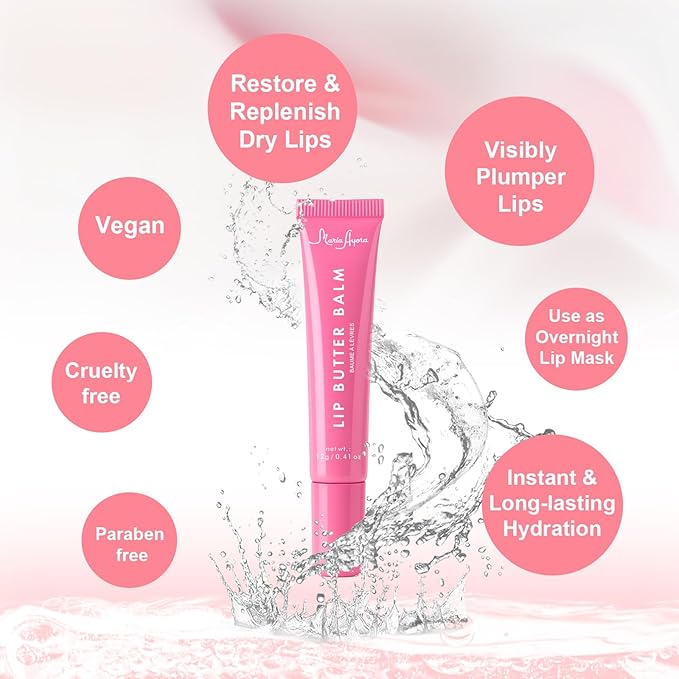 Deep Hydrating Lip Butter Balm - Hydrating Lip Treatment with Glossy Finish, Shea Butter, Vitamin E, Peptides & Hyaluronic Acid - Vegan, Non-Sticky, Lip Care - 2 Pack (Sheer Pink-Unscented)