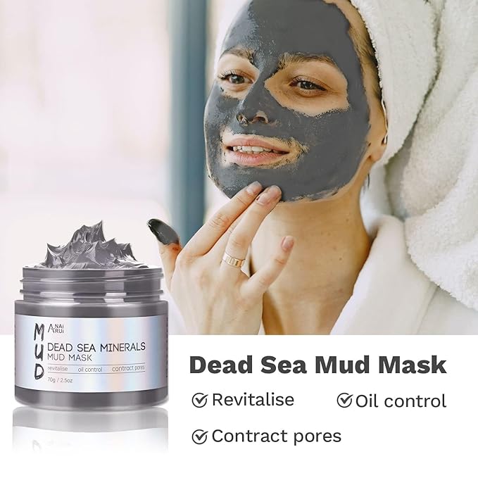 ANAI RUI 3 Pcs Face Mask Set - Turmeric Clay Mask - Green Tea Face Mask - Dead Sea Mud Mask for Oily Skin, Blackheads & Pores -Spa Gift Set Self Care for Women Teens(2.5 oz Each