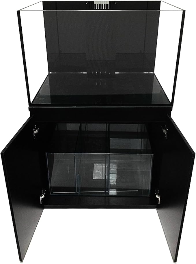 120G-GO 120 Gallon SC Aquariums 48x24x24 12mm Plug N Play System with Maple Black Wood Cabinet