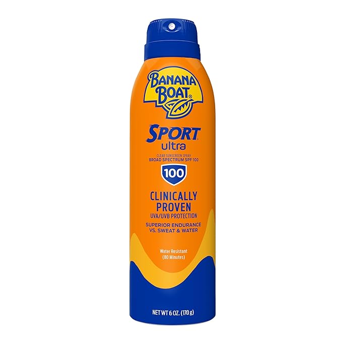 Banana Boat Sport Ultra SPF 100 Sunscreen Spray, 6oz, Sport Sunscreen Spray SPF 100, Banana Boat Sunscreen SPF 100 Spray, High SPF Sunscreen, Water Resistant Sunscreen, 6oz