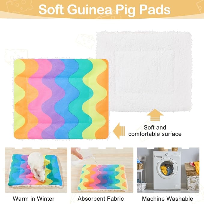 Guinea Pig Hideout, Guinea Pigs House with Stairs and Mats Extra Large Guinea Piggy Castle Detachable Hideouts for Small Animals Wooden Guinea Pig Habitats with Multiple Doors and Windows