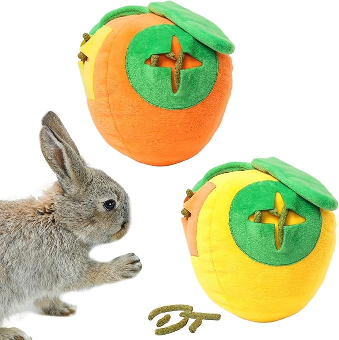 2Pcs Rabbit Foraging Toy with Bell, Snuffle Ball Enrichment Toys for Indoor Bunnies, Washable Feed Game Supplies for Bunnies Boredom, Rabbit Puzzle Balls