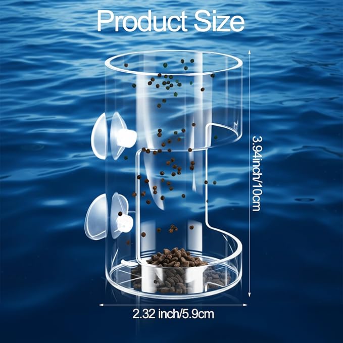 2PCS Orbicular Fish Tank Feeding Tray with Suction Cup, Acrylic Clear Fish Tank Accessories, Preventing Food Scattering Reduced Filter Clogging Tanks Suitable for All Kinds of Food Tanks Accessories