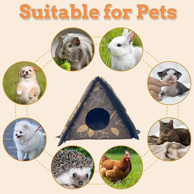 Fhiny Stray Cats Shelter, Waterproof Outdoor Cat House Foldable Warm Pet Cave for Winter Wild Animal Tent Bed Anti-Slip Kitten Cave for Feral Cat Dog Puppy Weatherproof (M, Brown)