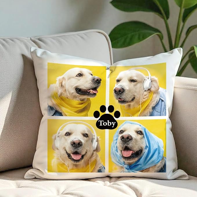 Custom Pillow with Picture & Text - Include Insert, Personalized Photo Pillow Double-Sided Printing | 5 Sizes & 10 Colors Optional, Custom Pet Memorial Gifts | Keepsake Gifts for Loved One