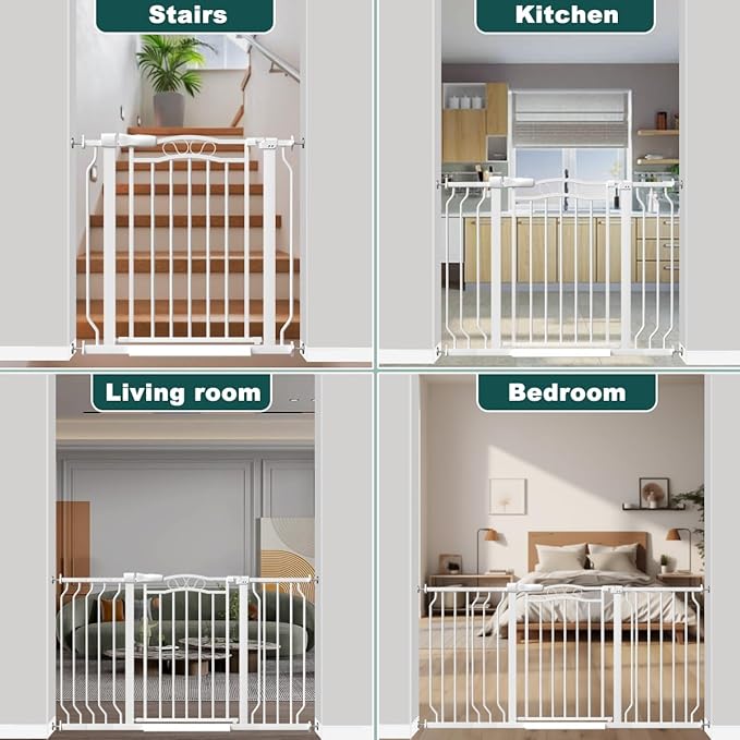Fairy Baby 62.6"-71.6" Extra Wide Large Pet Gates for Doorways &Stairs, Long Dog Gate for The House, Pressure Mount Kit Safety Baby Barrier Fence Indoor Outdoor for Child Kids Toddlers Puppy, White