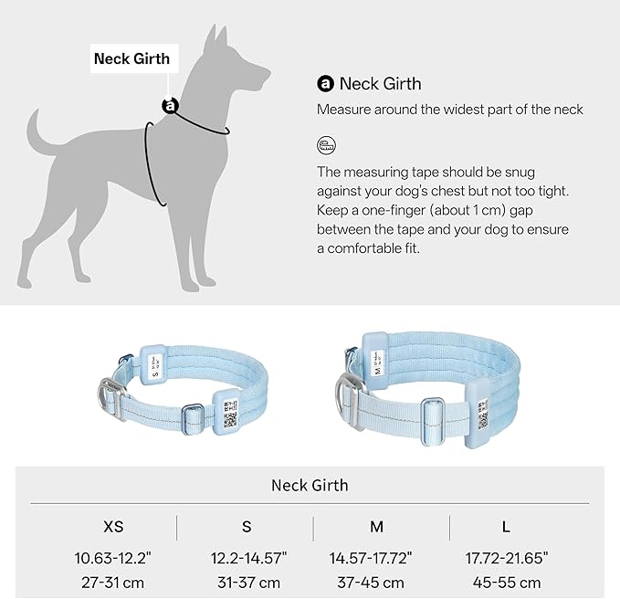 Ultra Comfort Dog Collar Soft Padded Adjustable Nylon Collar QR Code Anti-Lost Comfortable Cozy Dog Collar with Durable Aluminum Alloy Buckle for Small to Large Dogs (Sierra Blue, S)